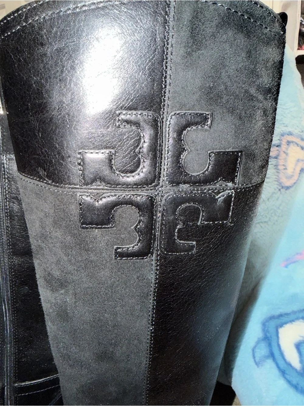 Tory Burch Black Leather & Suede Over-the-Knee Riding Boots